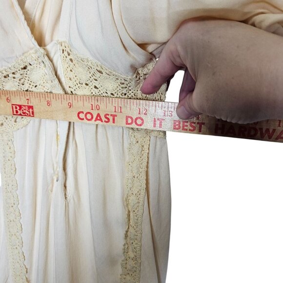 Jens Pirate Booty Rio Panorama Midi Dress in Rio Sunrise Beige Crochet Trim S - Picture 11 of 15